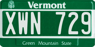VT license plate XWN729