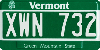VT license plate XWN732