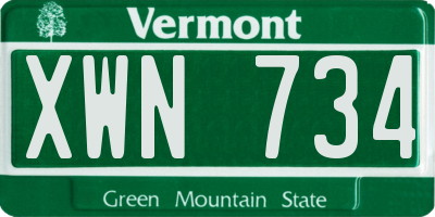 VT license plate XWN734