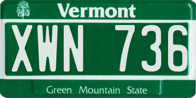 VT license plate XWN736