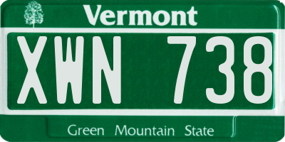 VT license plate XWN738
