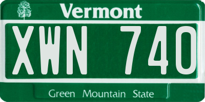 VT license plate XWN740