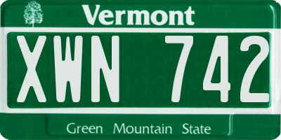 VT license plate XWN742
