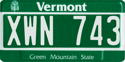 VT license plate XWN743