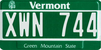 VT license plate XWN744