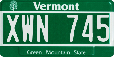 VT license plate XWN745