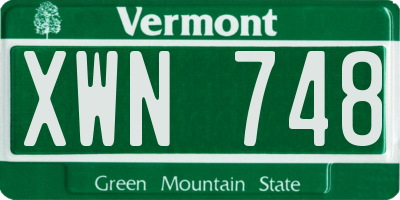 VT license plate XWN748