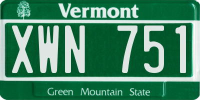 VT license plate XWN751