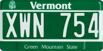 VT license plate XWN754