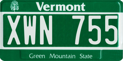 VT license plate XWN755