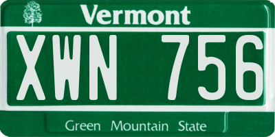 VT license plate XWN756