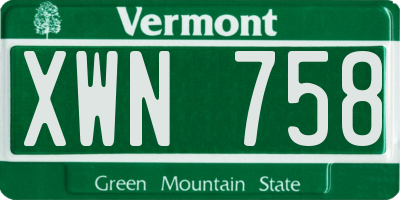 VT license plate XWN758