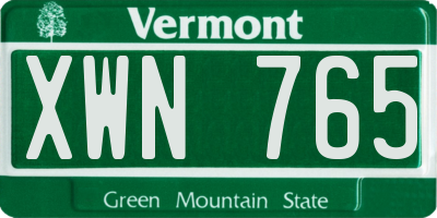 VT license plate XWN765