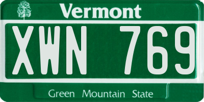 VT license plate XWN769