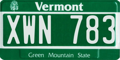 VT license plate XWN783