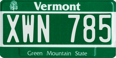VT license plate XWN785