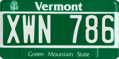 VT license plate XWN786