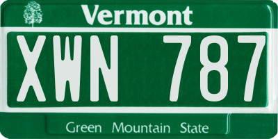 VT license plate XWN787