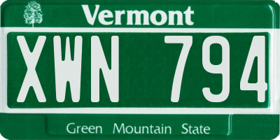 VT license plate XWN794