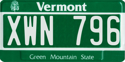 VT license plate XWN796