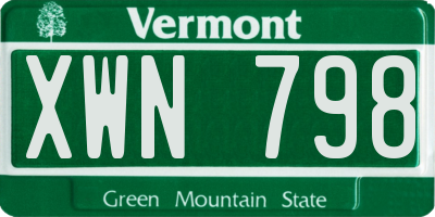 VT license plate XWN798