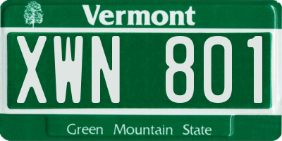 VT license plate XWN801