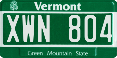 VT license plate XWN804