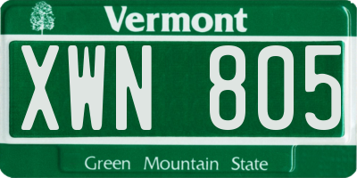 VT license plate XWN805