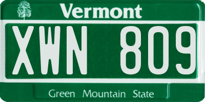 VT license plate XWN809