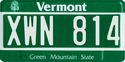 VT license plate XWN814