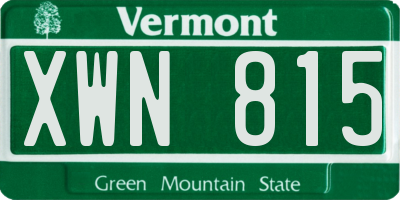 VT license plate XWN815