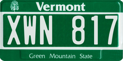 VT license plate XWN817