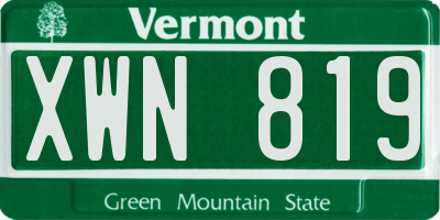 VT license plate XWN819