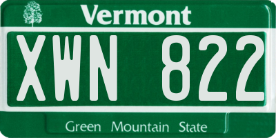 VT license plate XWN822