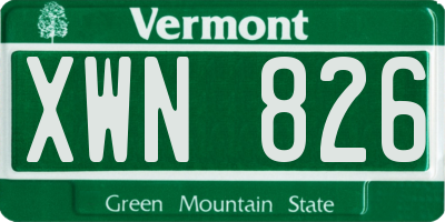 VT license plate XWN826
