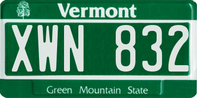 VT license plate XWN832