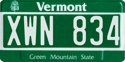 VT license plate XWN834