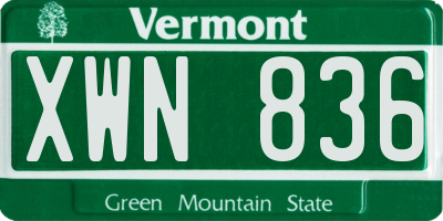 VT license plate XWN836