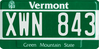 VT license plate XWN843