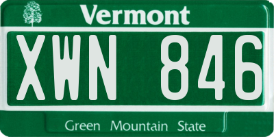 VT license plate XWN846