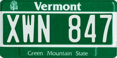VT license plate XWN847