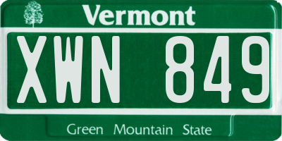 VT license plate XWN849