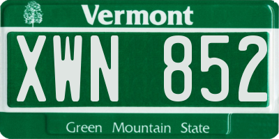 VT license plate XWN852