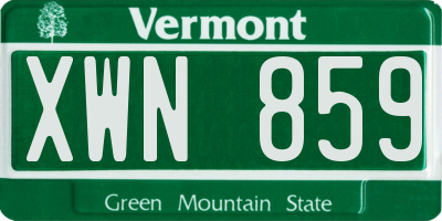 VT license plate XWN859