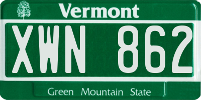 VT license plate XWN862