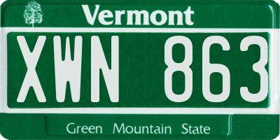 VT license plate XWN863