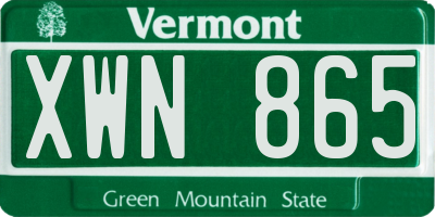 VT license plate XWN865