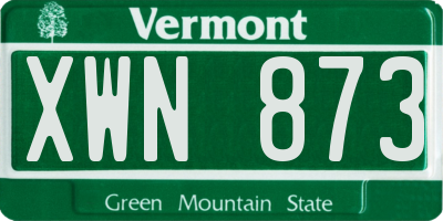 VT license plate XWN873