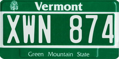 VT license plate XWN874