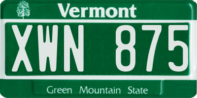 VT license plate XWN875